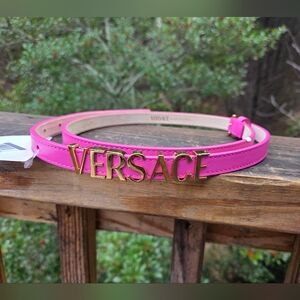 Versace Fuchsia Belt with Gold Logo